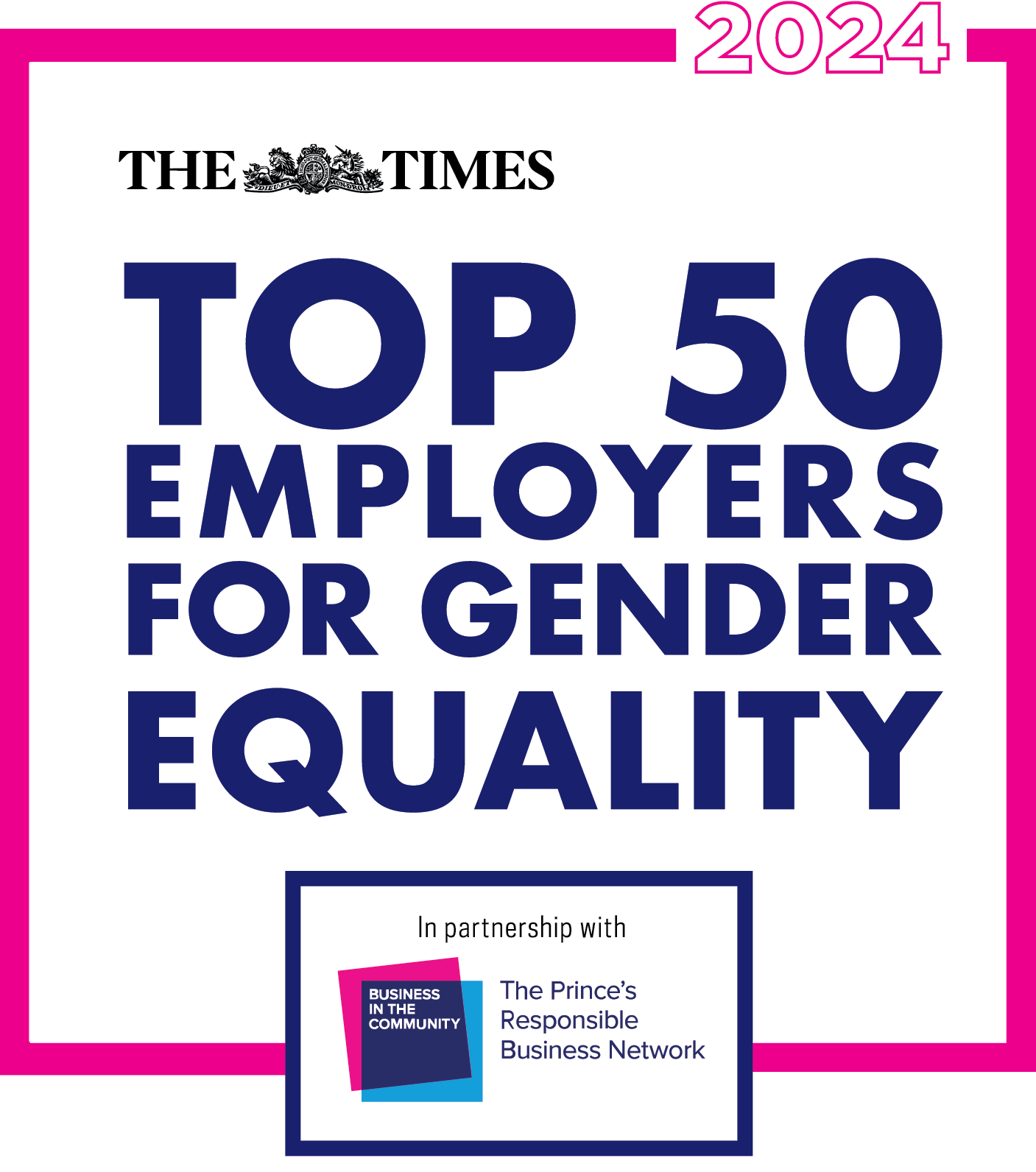The Times top 50 employers for gender equality 2024 award