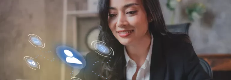 happy woman searching for candidates