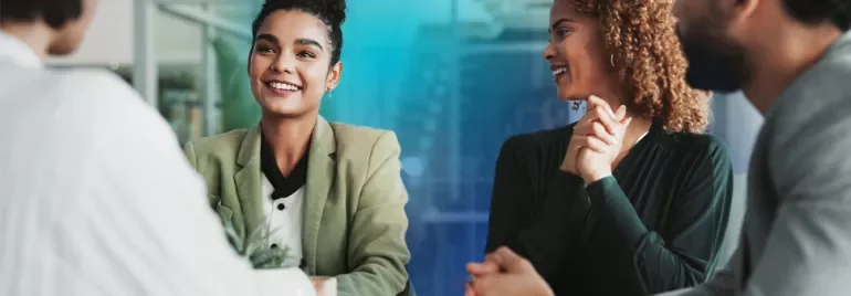 Few people sitting together getting ready to discuss who is the perfect candidate