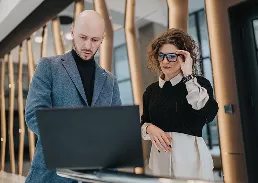 Two people talking